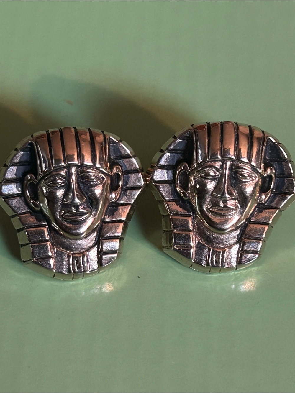 SWANK KING TUT Tutankhamen Egyptian Pharaoh Statement Gold Cuff links
